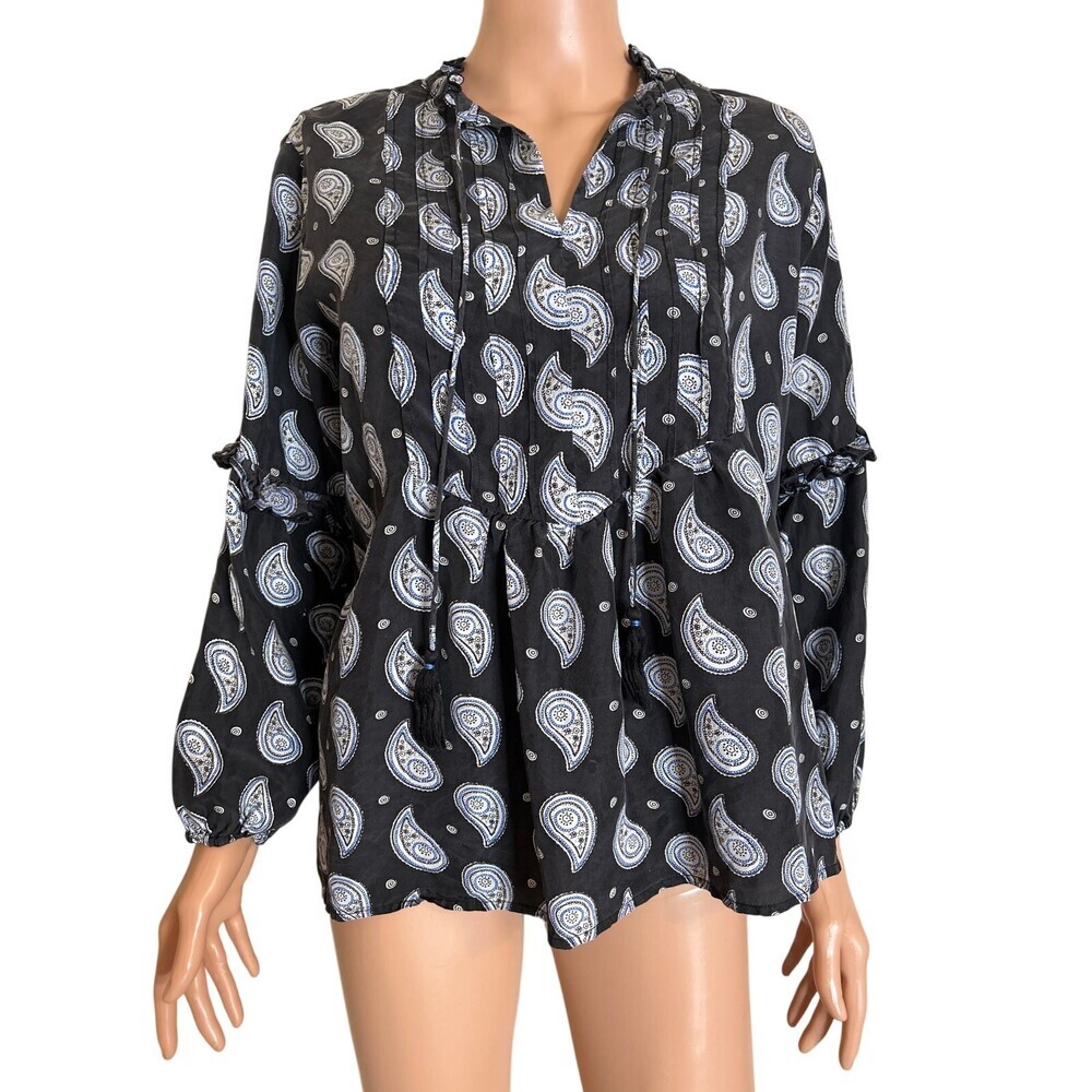 ROBERTA ROLLER RABBIT Women's Navy blue Malvika Ishorya Top SZ S MSRP $195 SILK - Picture 3 of 9